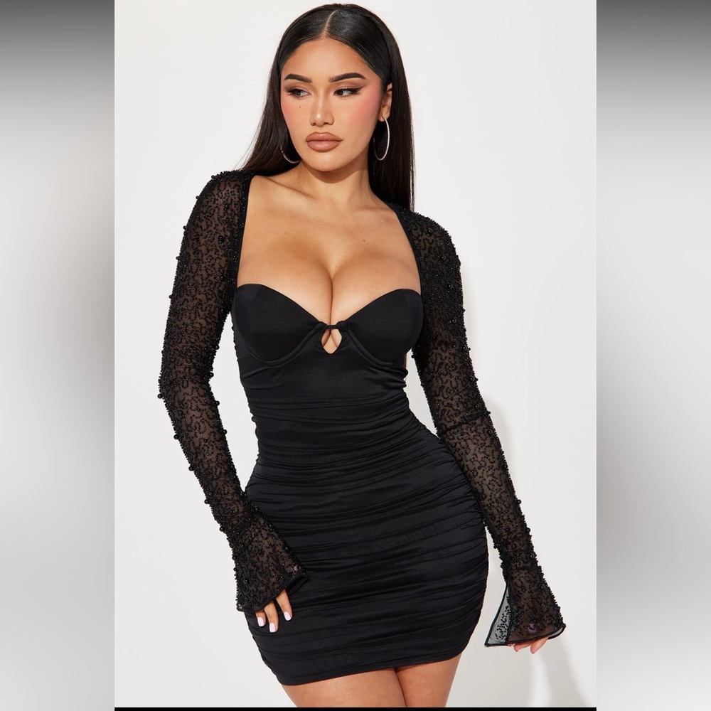 NWT - Fashion Nova - Princess Beaded Mini Dress - XL